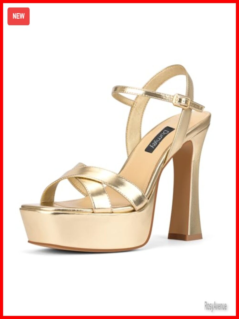 Dumjey Platform Heels Chunky High Heel Sandals Ankle Strap Faux Leather